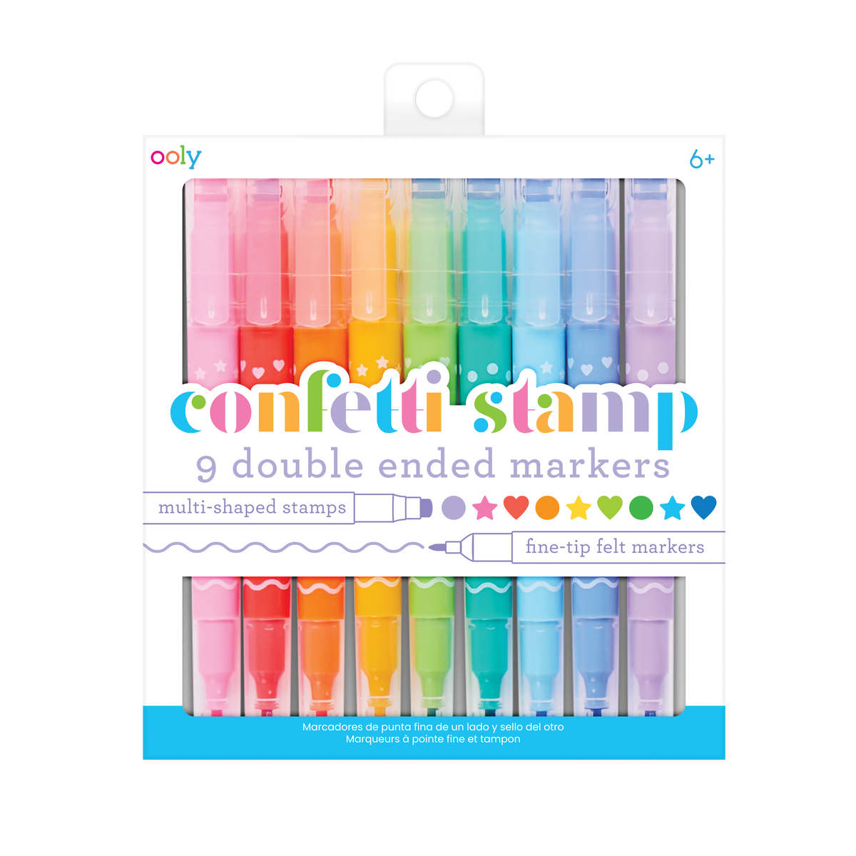 Confetti Stamp Double-Ended Markers - Set of 9