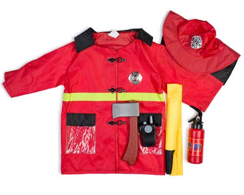 Fire Fighter Role Play Dress Up Costume Set: Ages 3-7