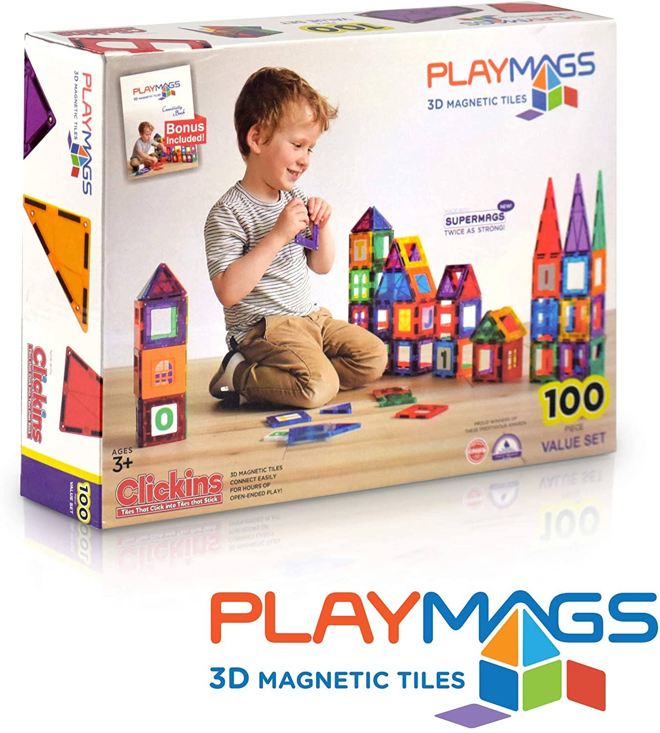 Playmags 100 Piece Building Blocks Magnet Educational Set