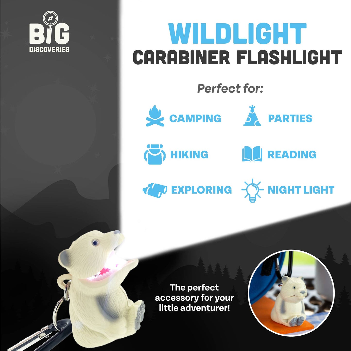 WildLight Animal Carabiner Flashlight - Polar Bear