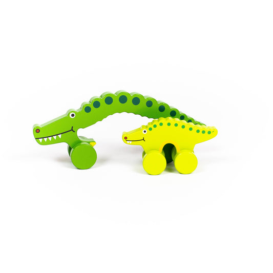 Alligator Big & Little Roly Poly Push Toys Wooden Roller