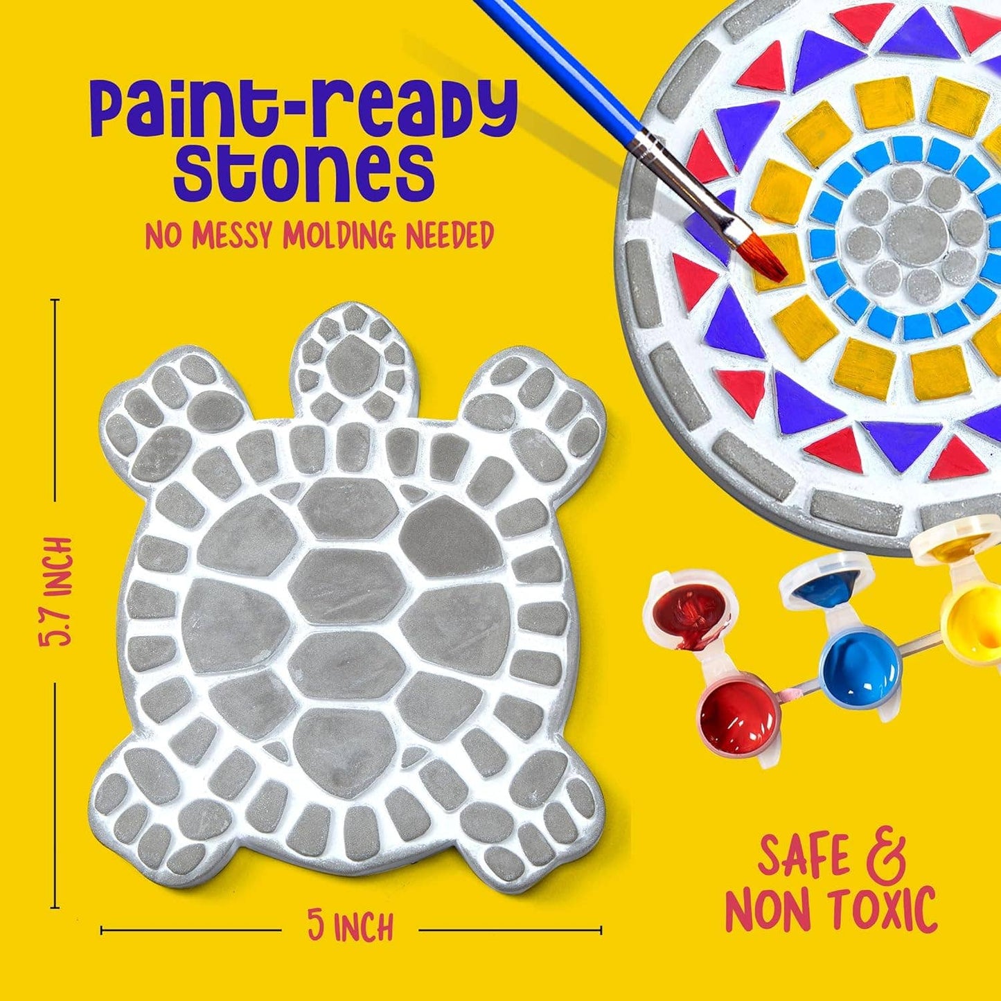 Stepping Stone Painting Kit for Kids - Paint 5 Garden Stones