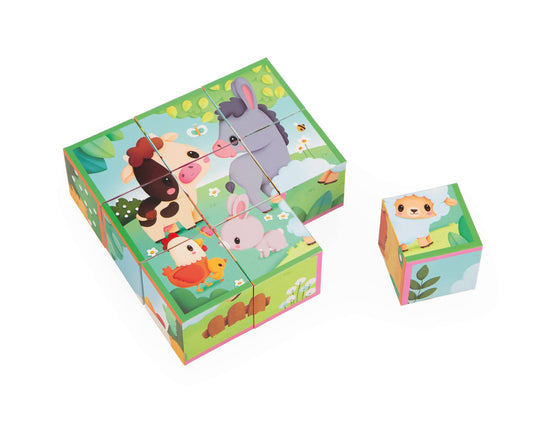Farm | Cardboard Block Puzzle | 9 Cubes & 6 Scenes