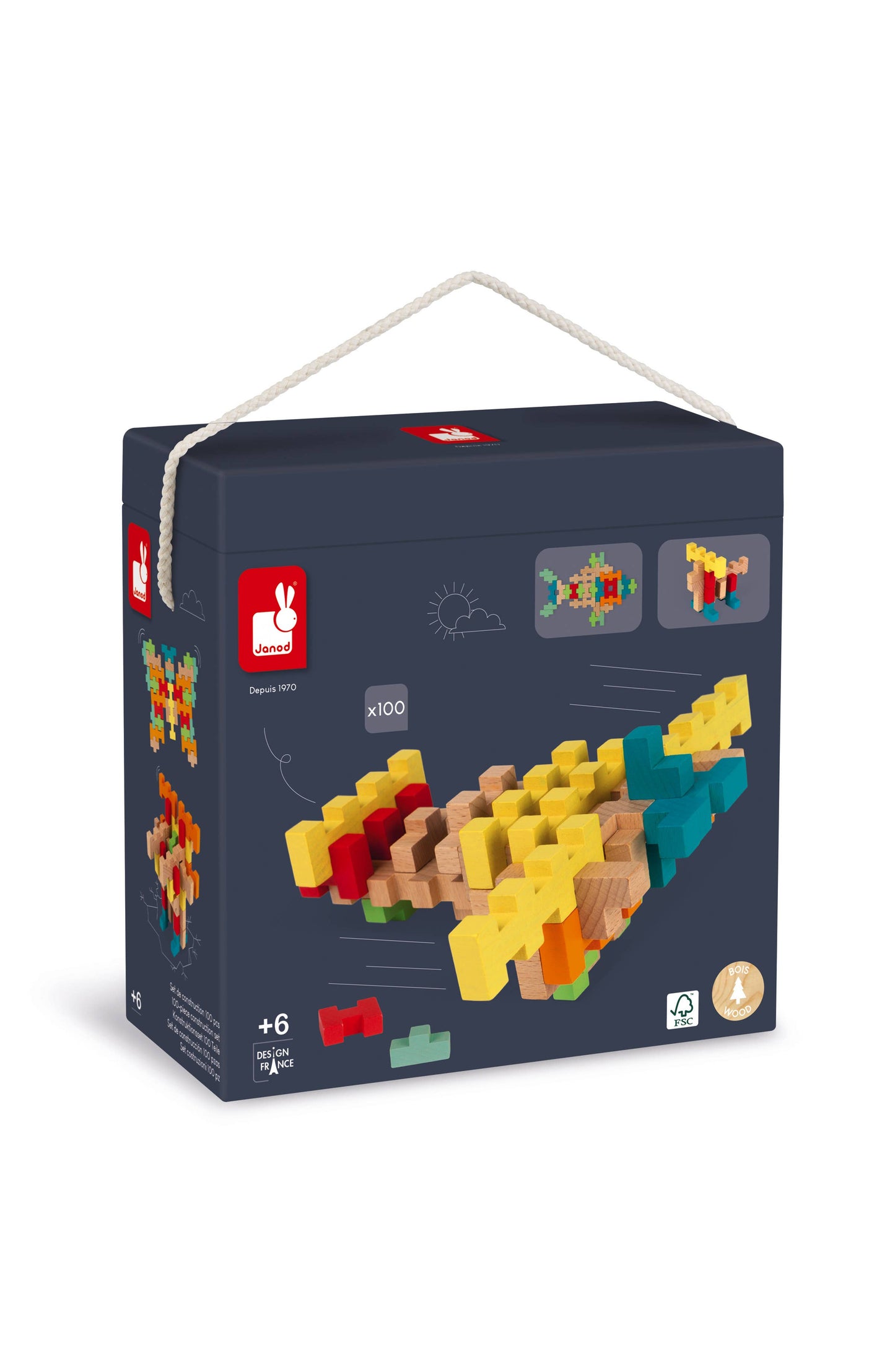 100 piece Construction Set | Wooden Building Kit | Ages 6+