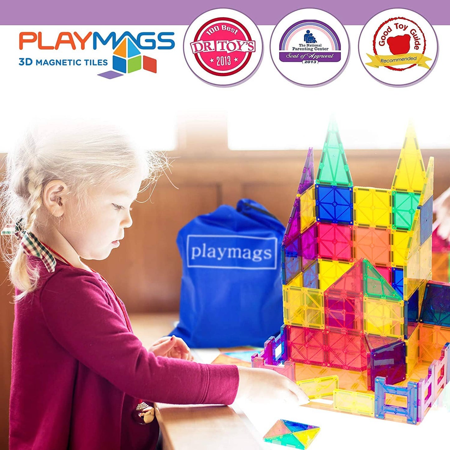 Playmags 100 Piece Building Blocks Magnet Educational Set