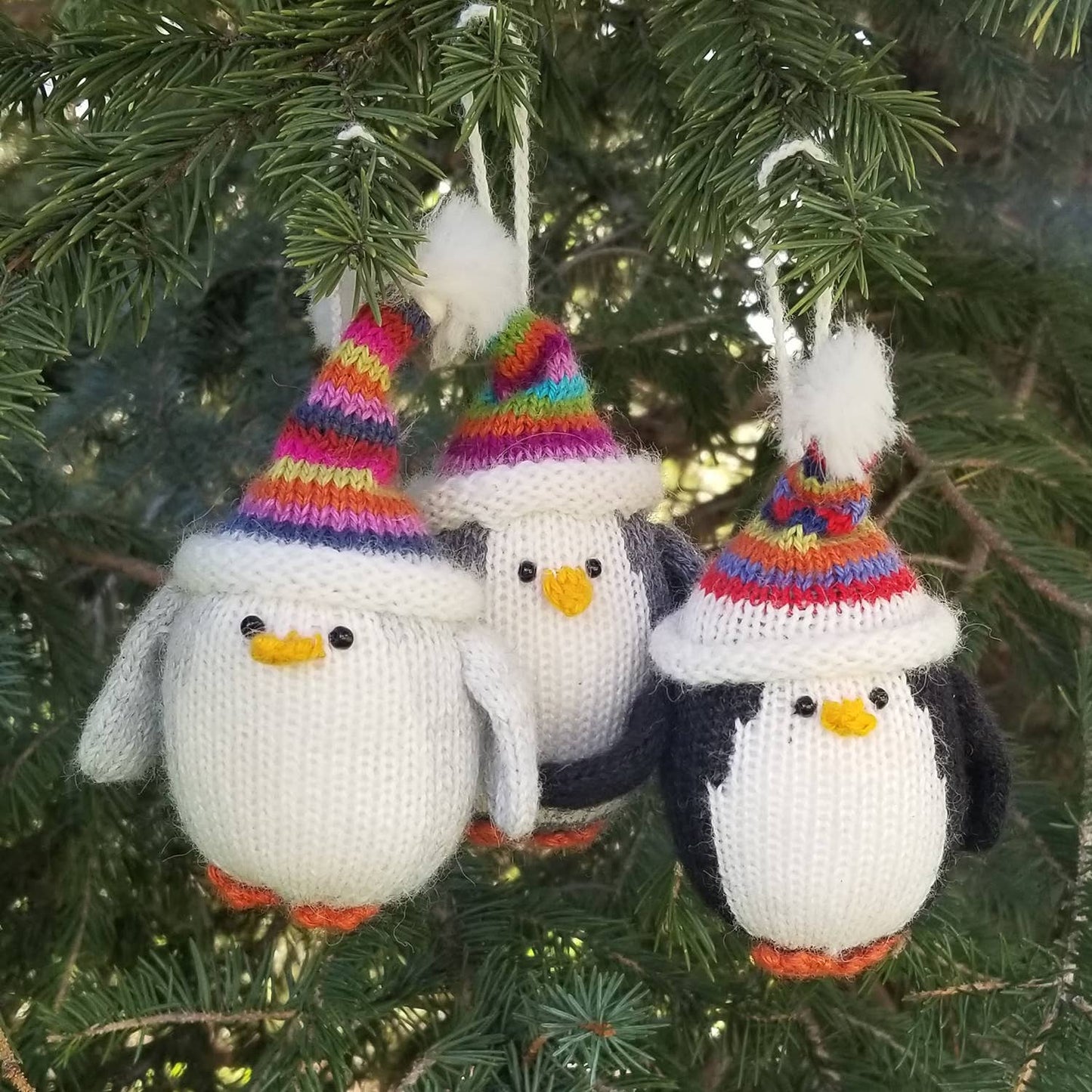 Penguin with Multi-Colored Hat Ornament