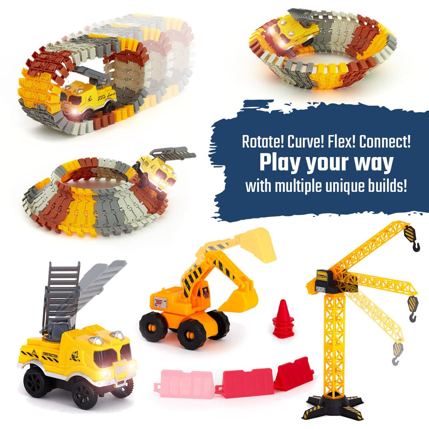 Build Zone Racers Construction Toy Track Car Set