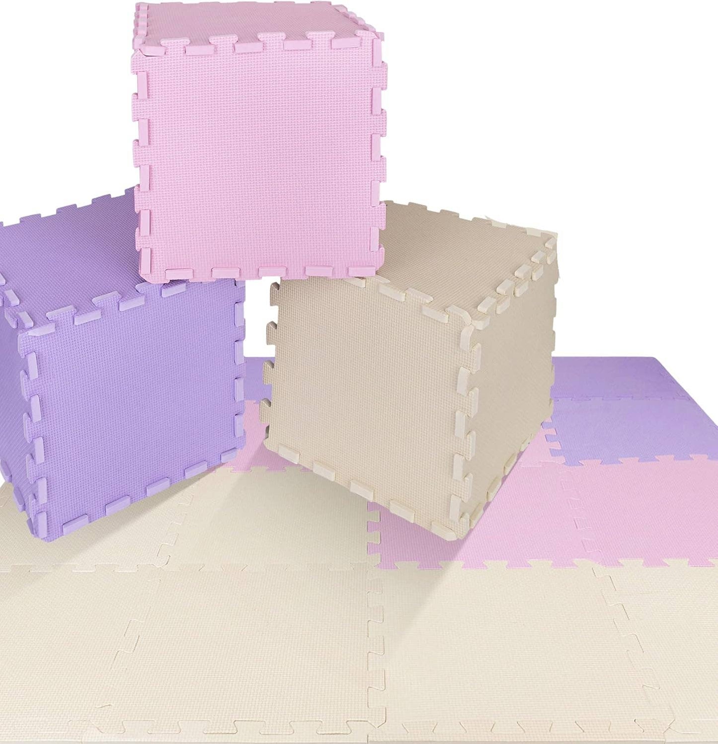 ToyVelt | Kids Foam Mat | Multicolored Plain Designs: Multi-Colored / 1 Pack - 16 Tiles