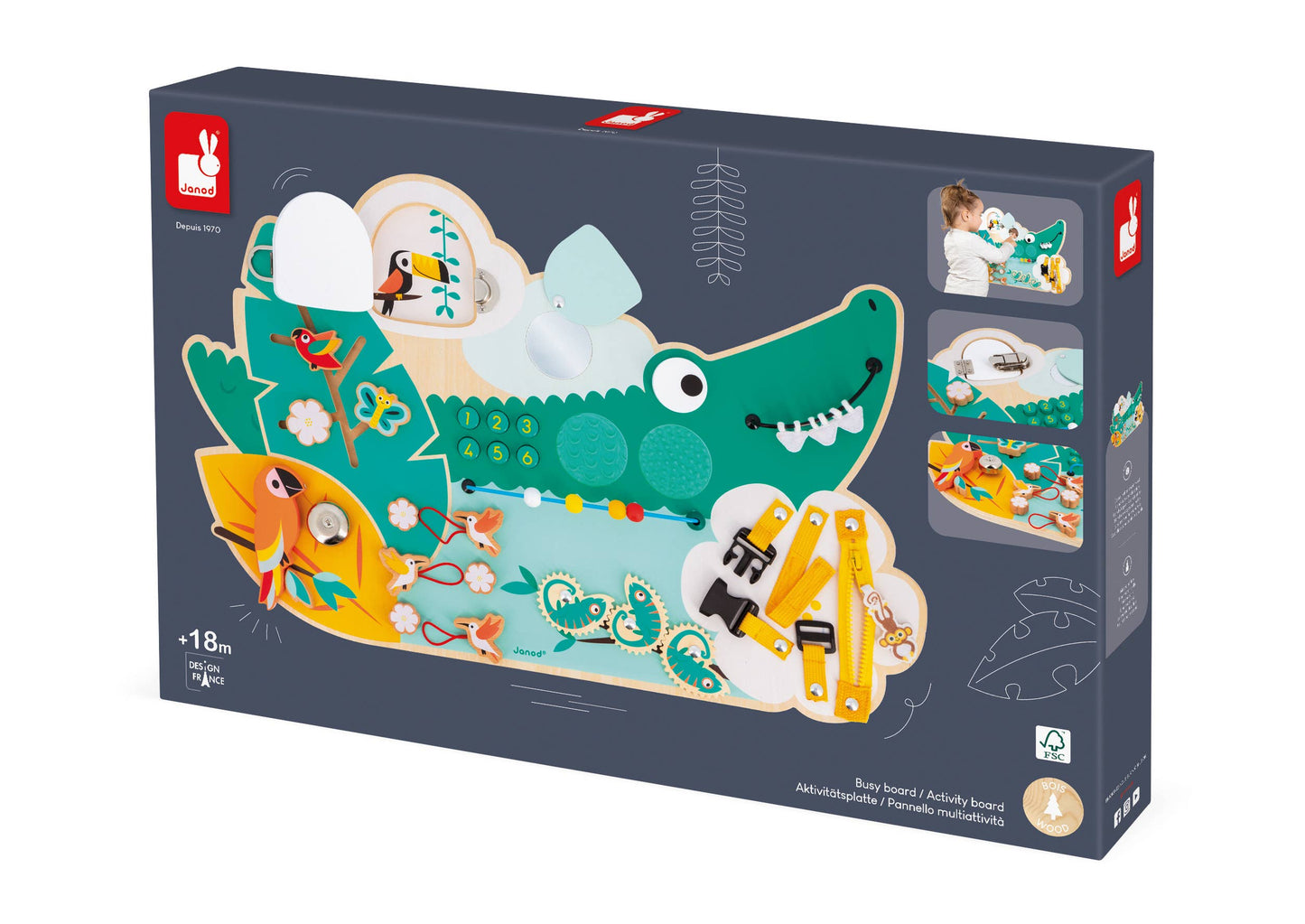Tropik | Crocodile Multi-Activity Busy Board | 14 activities