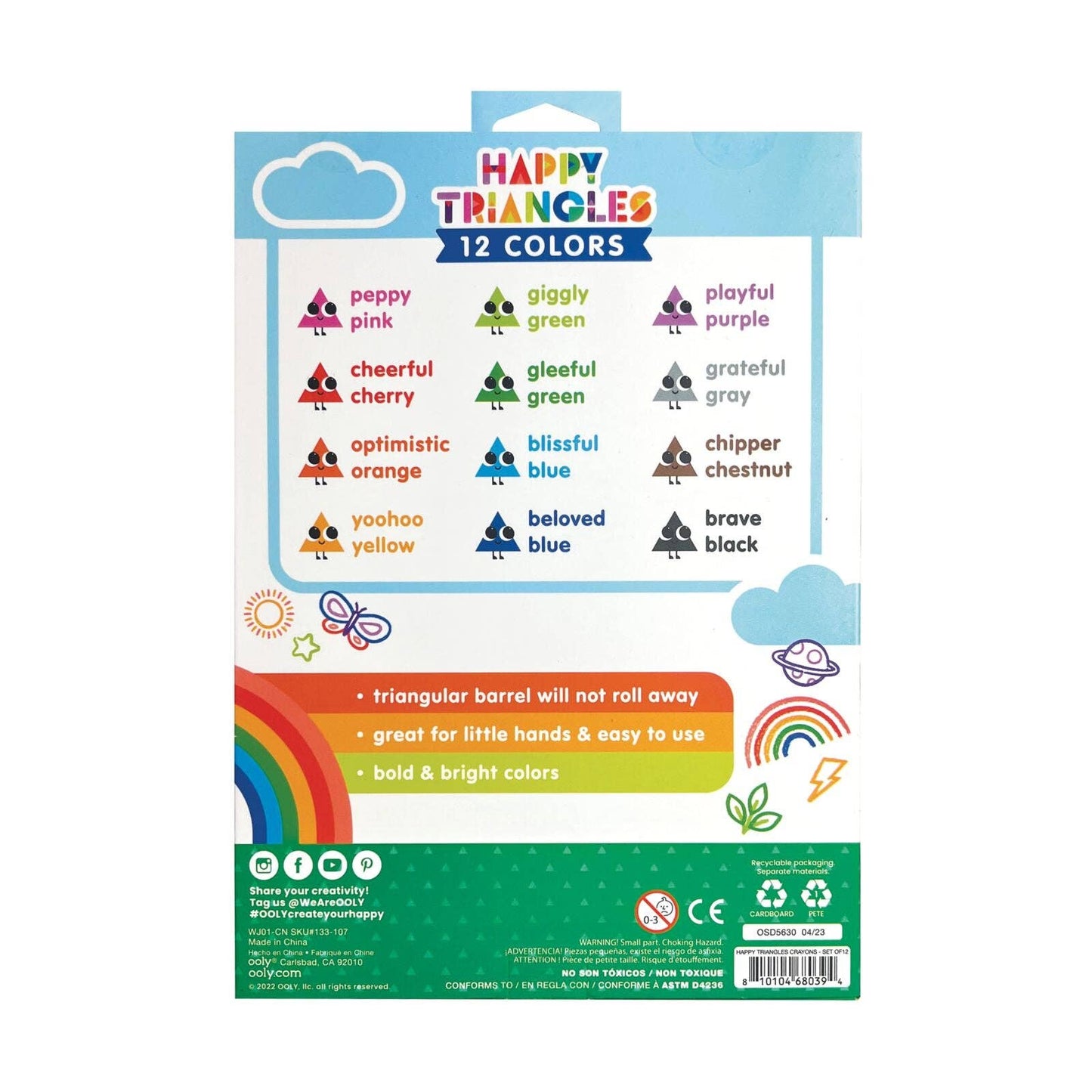 Happy Triangles: Jumbo Crayons (Set of 12)
