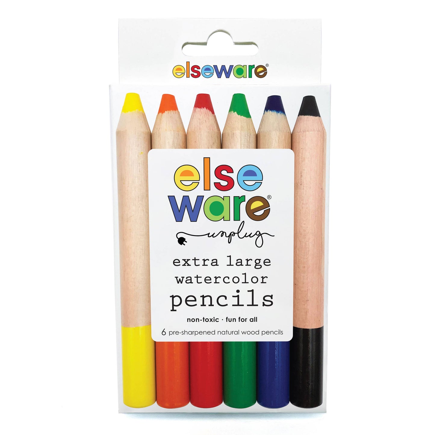 Extra-Large Watercolor Pencils - 6 Eco-Friendly Colors: With 12 jumbo pencil sharpeners