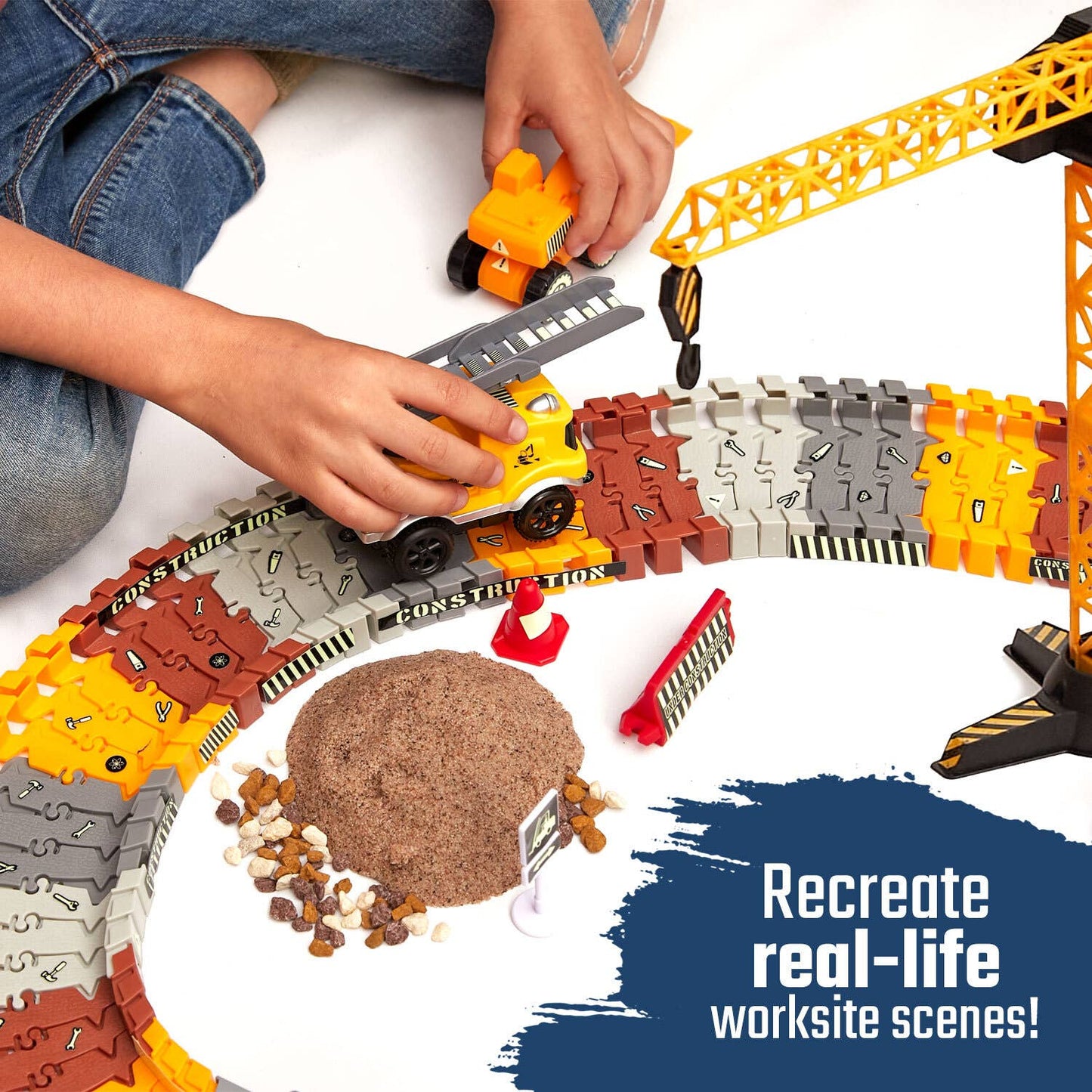 Build Zone Racers Construction Toy Track Car Set