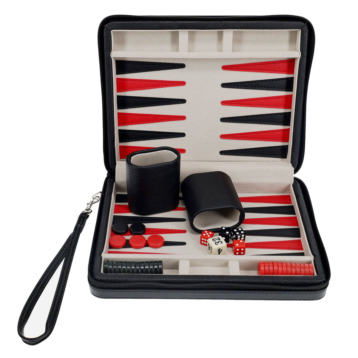 WE Games Black Travel Magnetic Leatherette Backgammon Set: Navy Blue