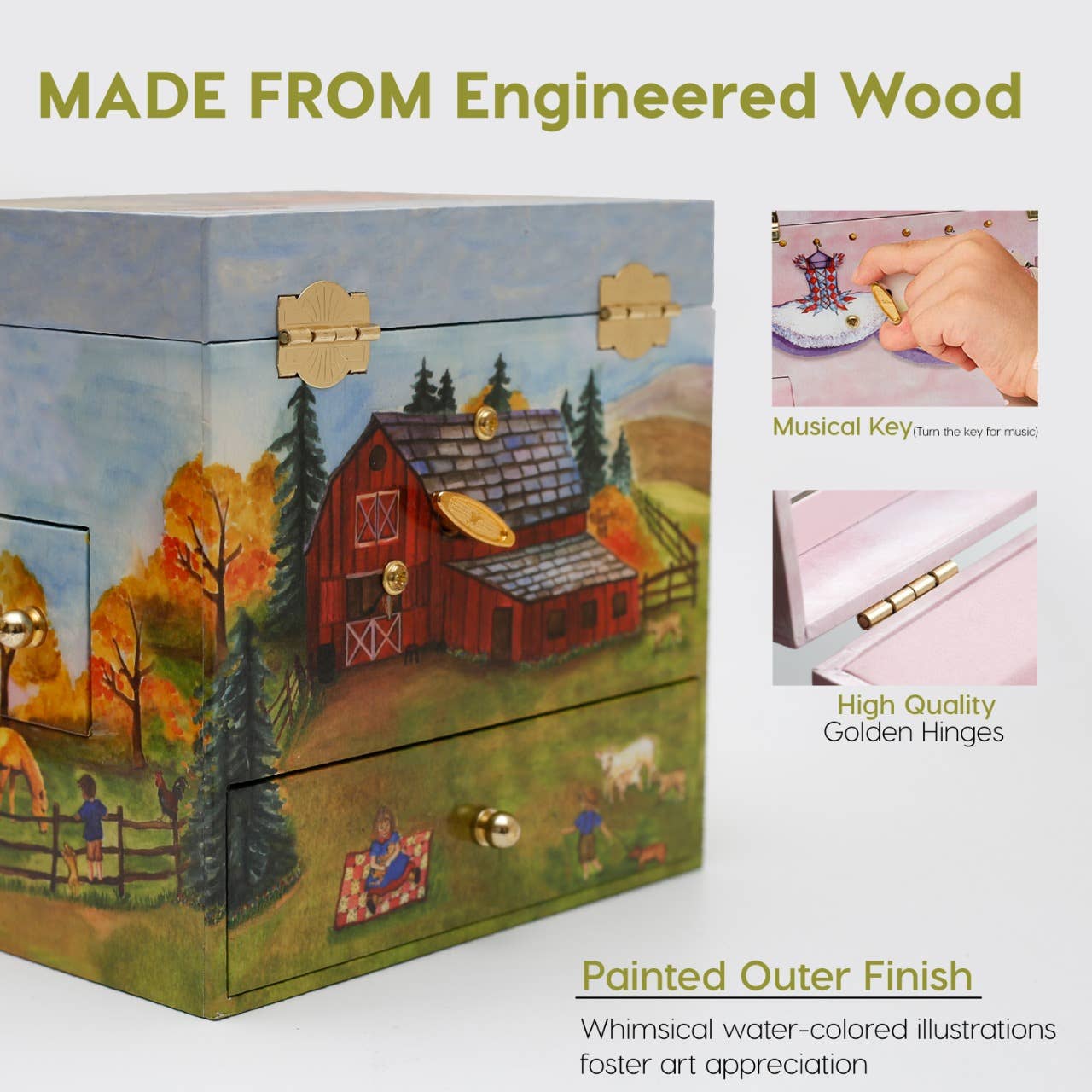 Horse Ranch Music Box: 4-Drawer