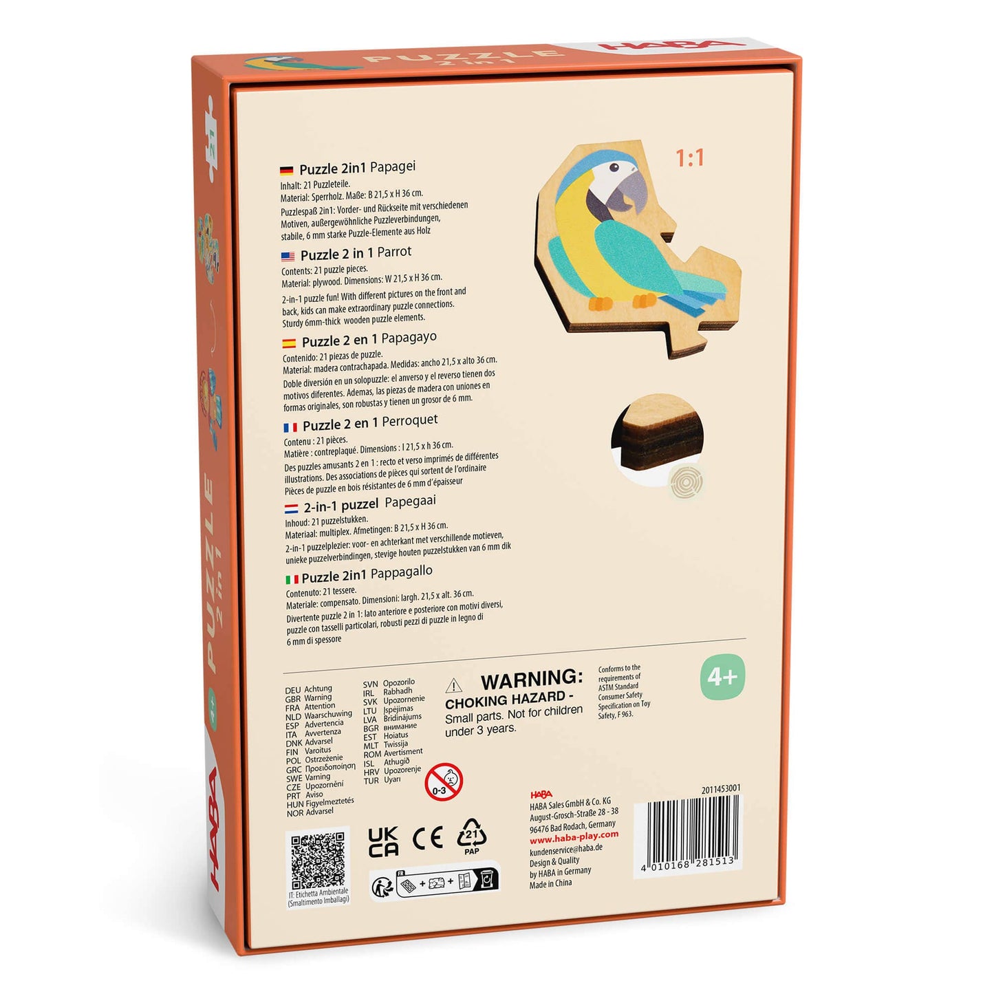 Parrot 2-in-1 Wooden Puzzle