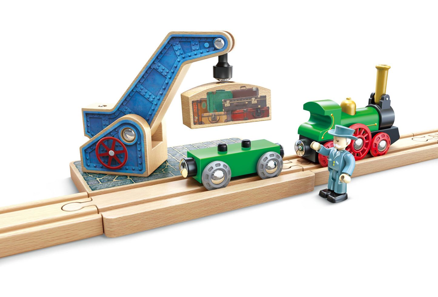 Wooden Retro Train & Station Set