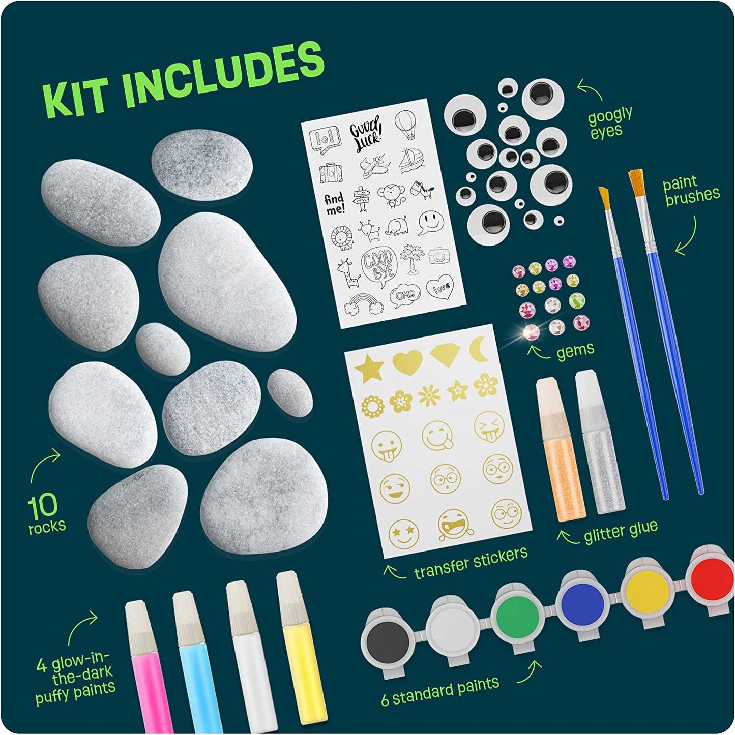 Rock Painting Kit - Glow in The Dark