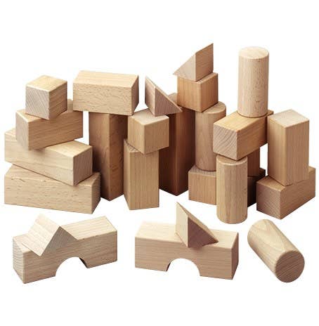 Basic Wooden Building Blocks – 26-Piece Small Starter Set