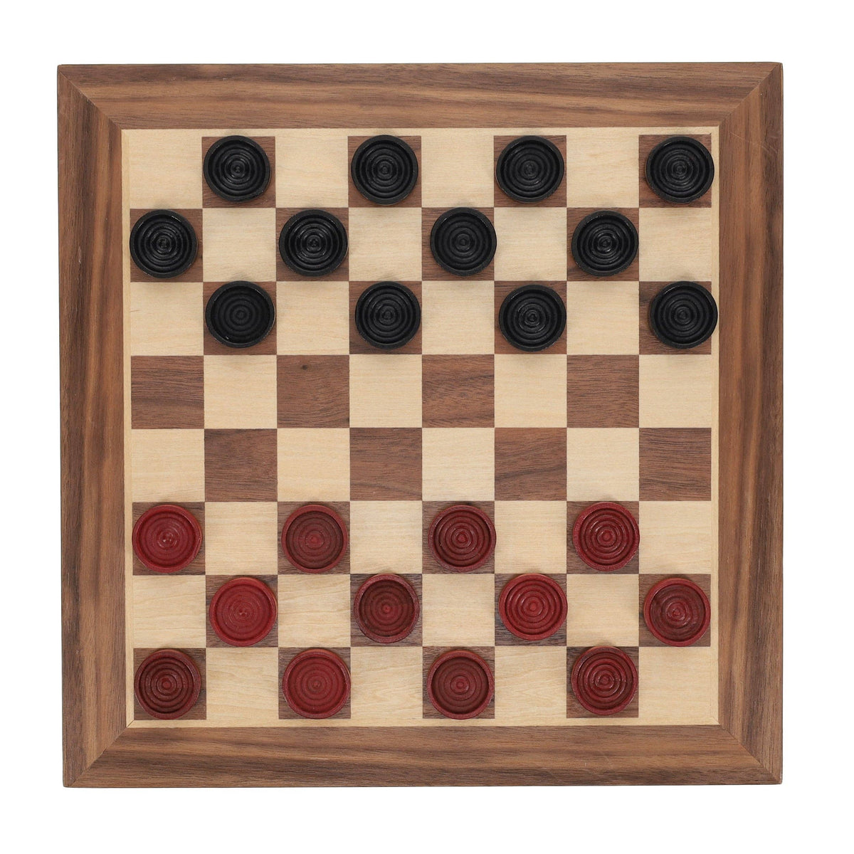 Old School Red and Black Wooden Checkers Set -12 in.