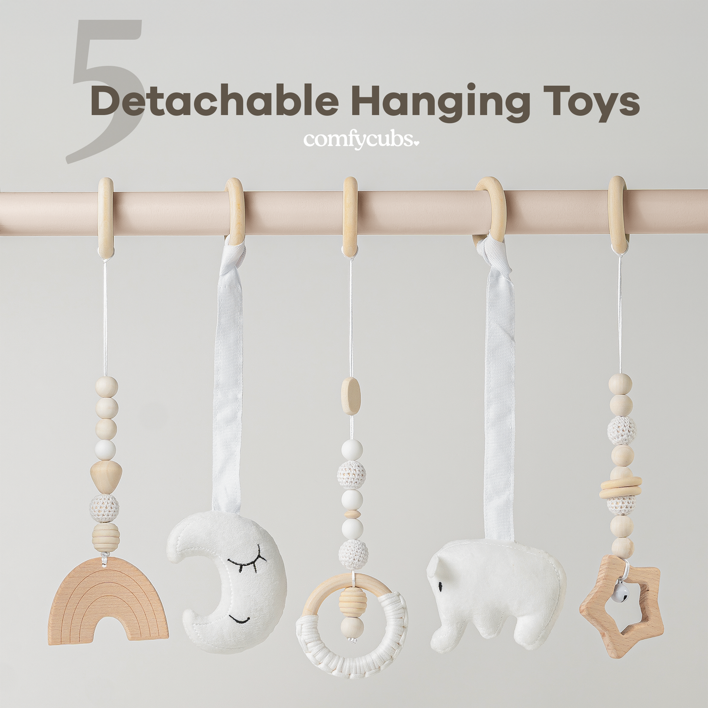 Foldable Baby Play Gym with 5 Hanging Toys by Comfy Cubs: Pacific Blue