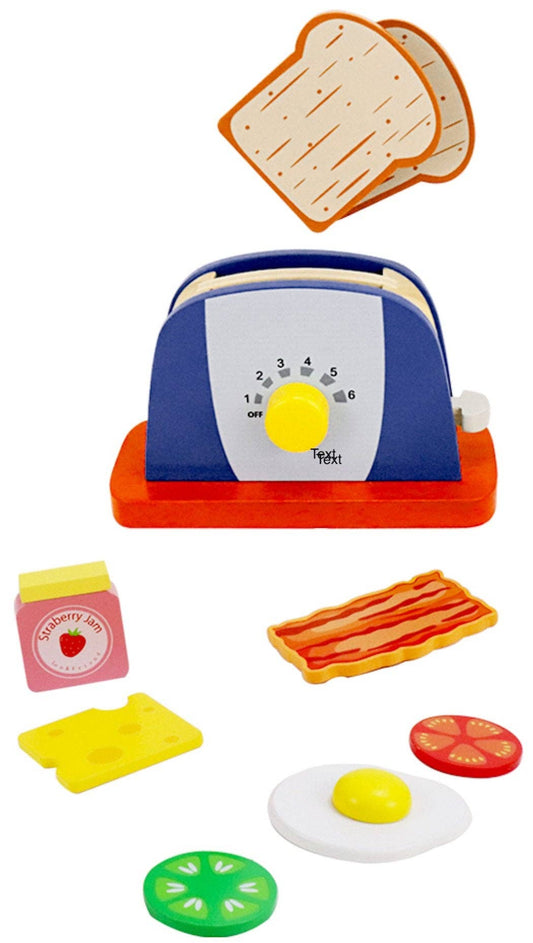 Leo & Friends Wooden Pop Up Toaster Set | 7 Piece Accessory