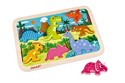 Janod CHUNKY PUZZLE | DINOSAURS | 7 STAND-ALONE PIECES
