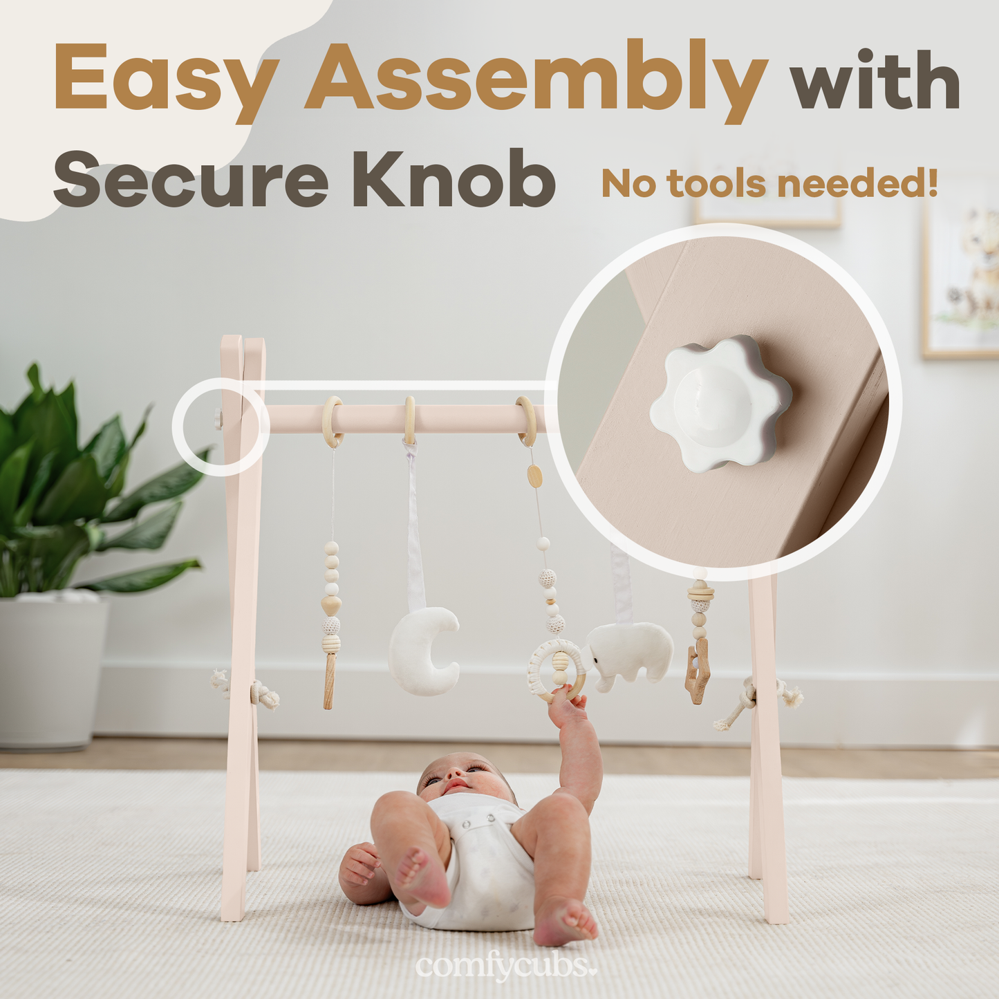 Foldable Baby Play Gym with 5 Hanging Toys by Comfy Cubs: Pacific Blue