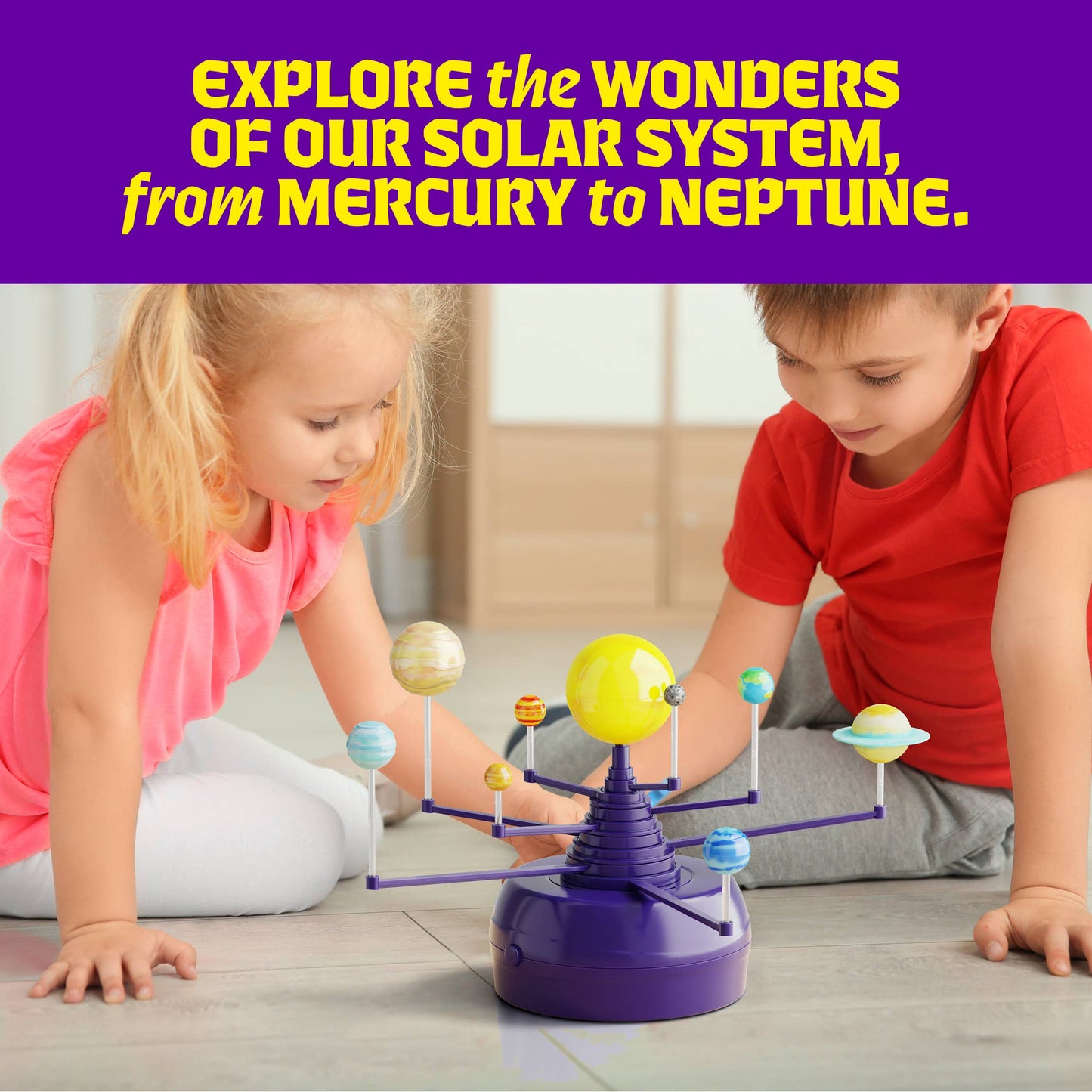 360° Orbiting Solar System for Kids, Paint & Build Model Kit