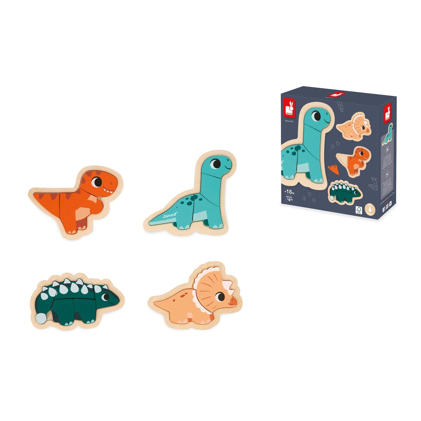 Janod Four Dino Puzzles
