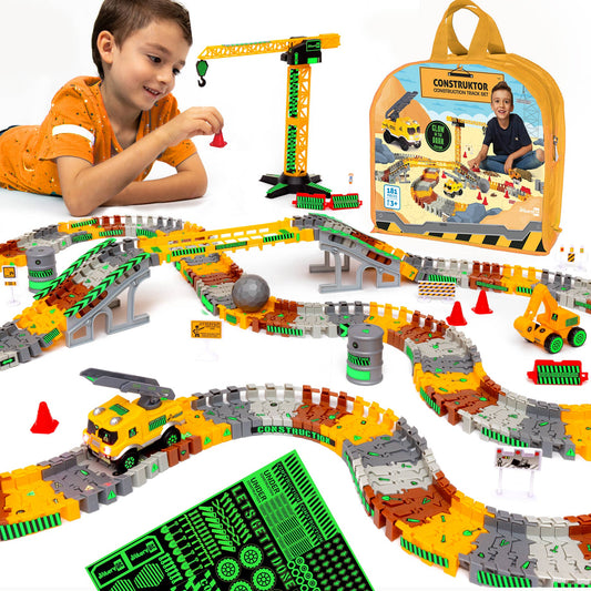 Build Zone Racers Construction Toy Track Car Set