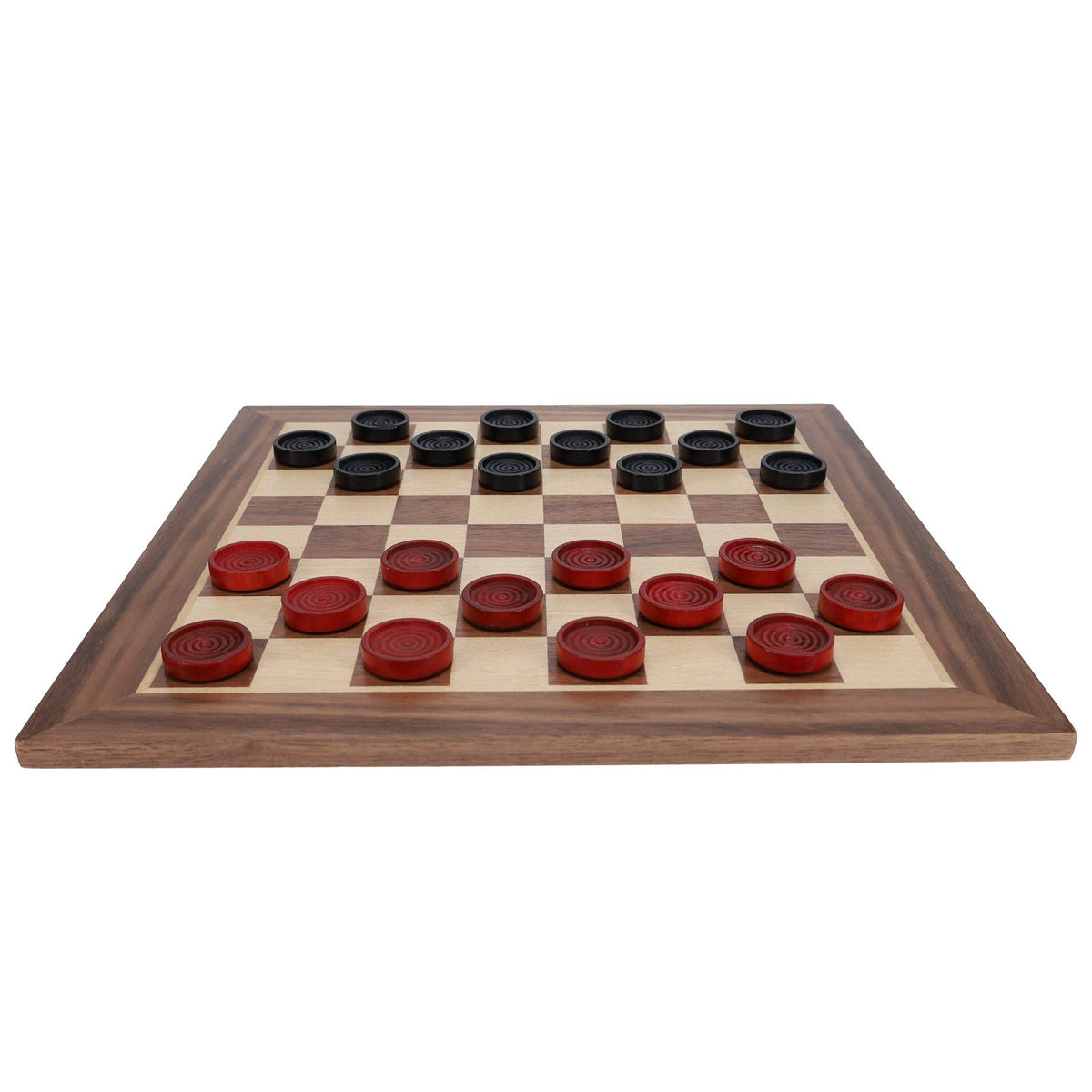 Old School Red and Black Wooden Checkers Set -12 in.