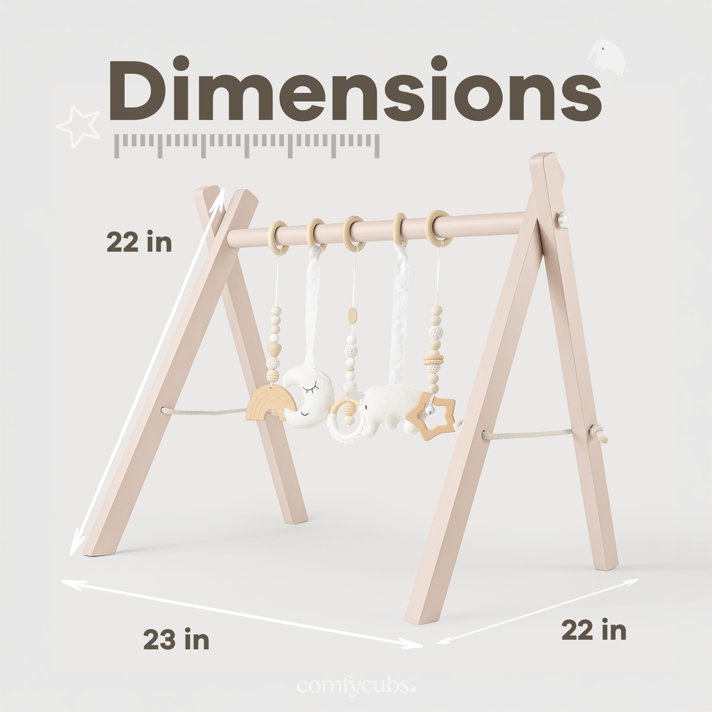 Foldable Baby Play Gym with 5 Hanging Toys by Comfy Cubs: Blush