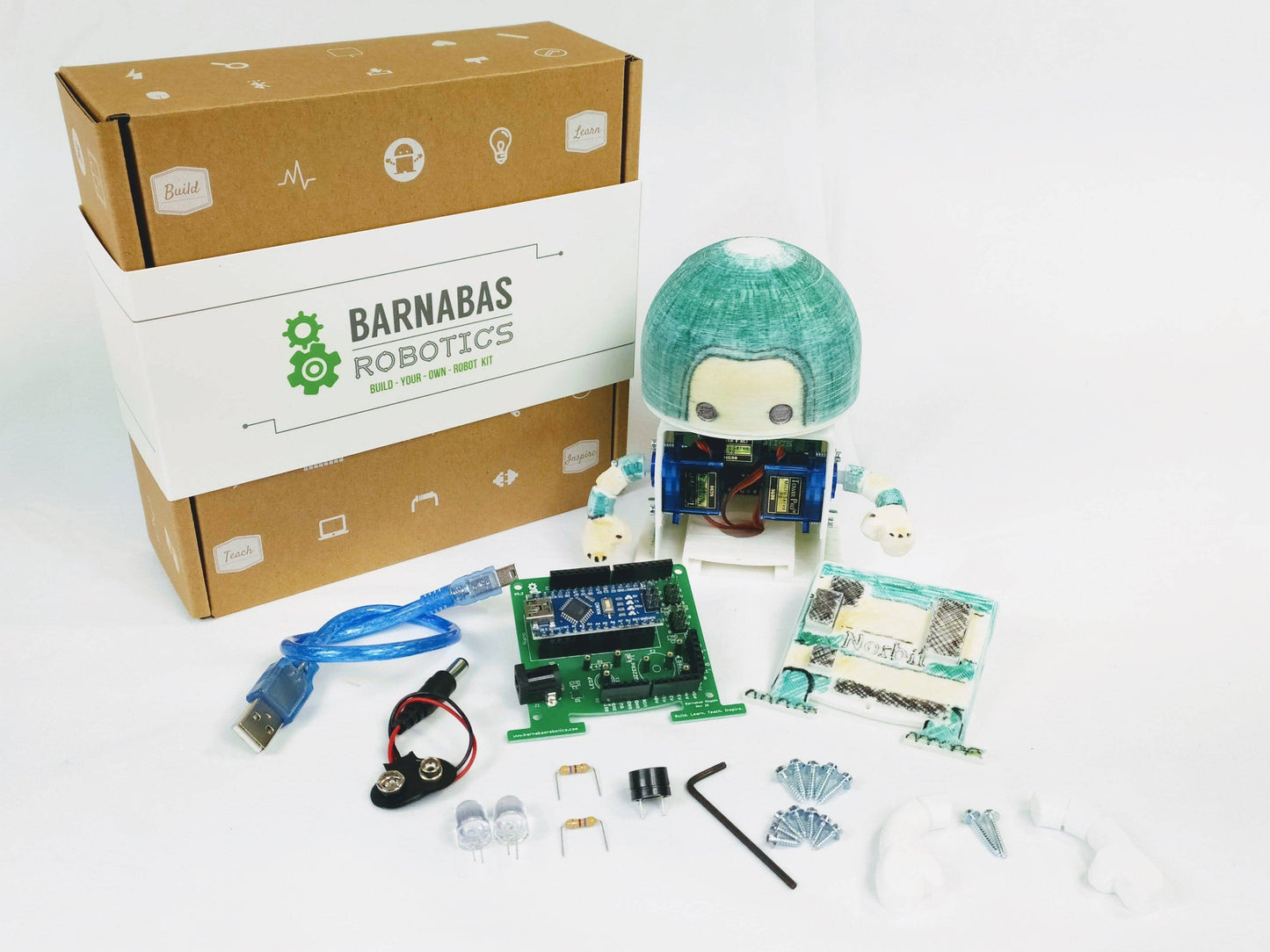 Barnabas-Bot: Arduino-Compatible 3-D Printed Robot Kit (Ages 9-12): 1-Pack