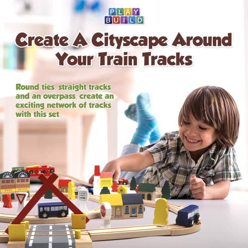 Play Build Wooden Train Set 100 Piece
