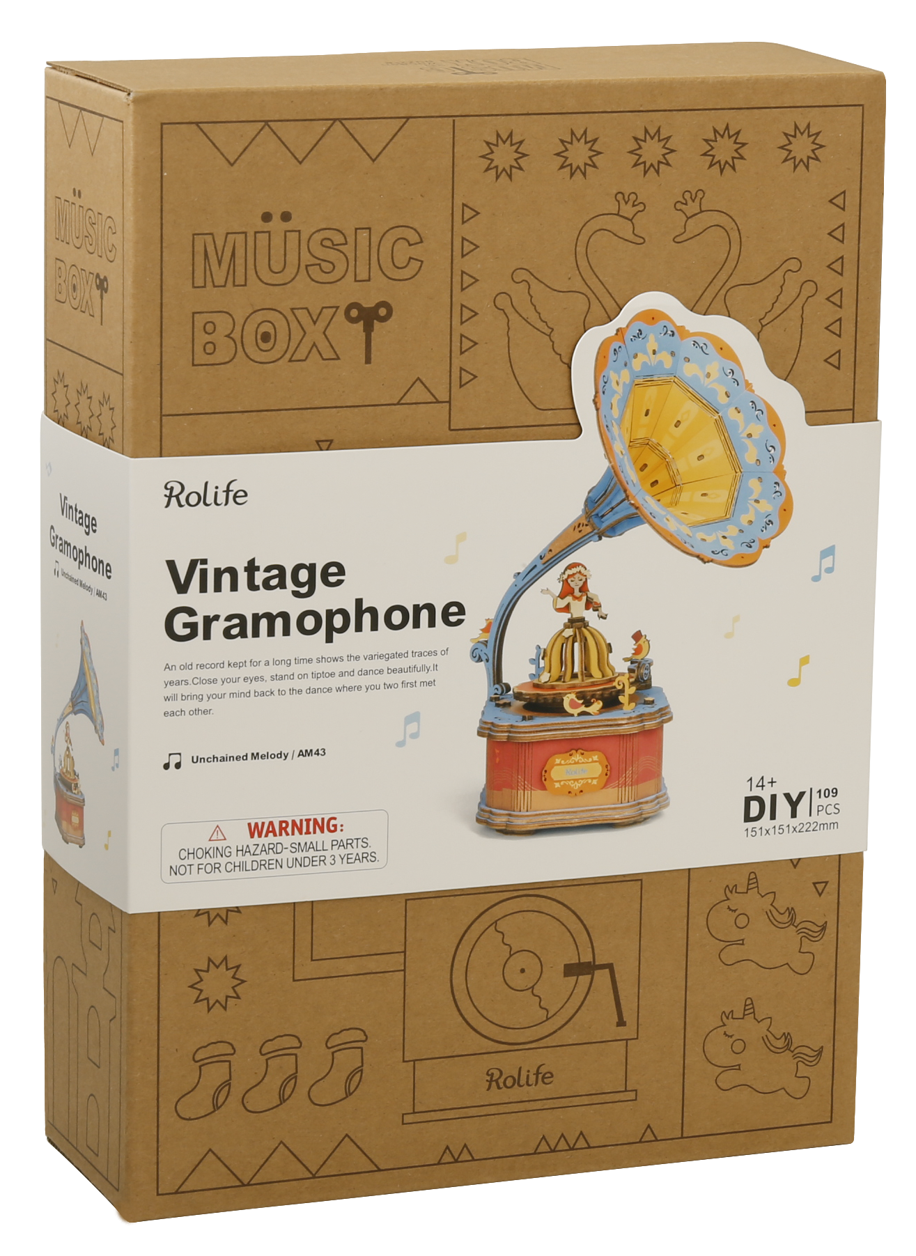 Vintage Gramphone Wooden Music Box