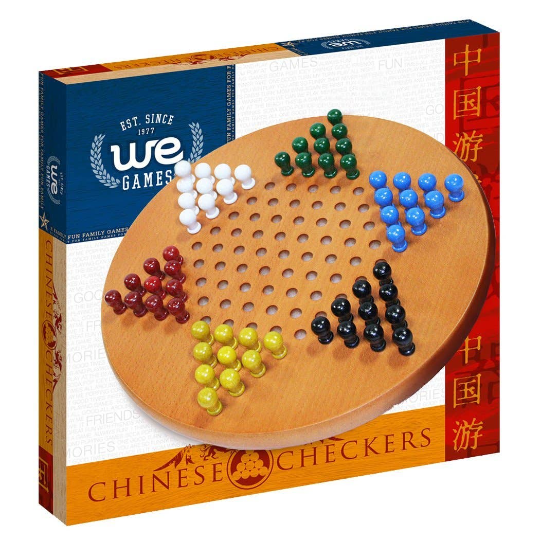 Wood Chinese Checkers with Wooden Pegs - 11.5 inch Diameter