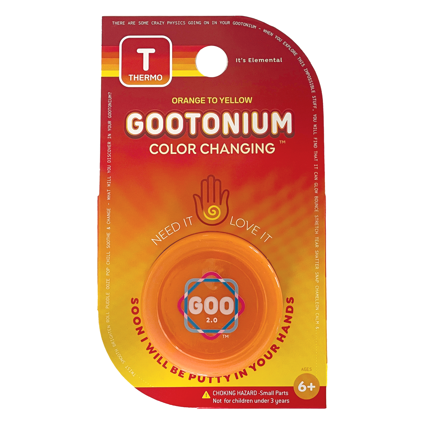 Large Gootonium: Thermo Orange to Yellow Putty - 50gm