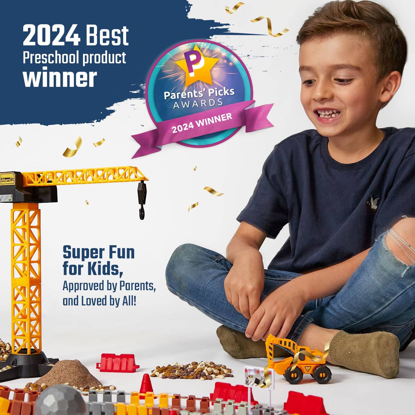 Build Zone Racers Construction Toy Track Car Set