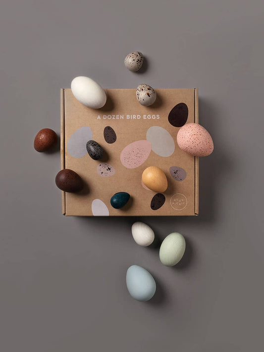 Hand-Painted Dozen Bird Eggs in a Box