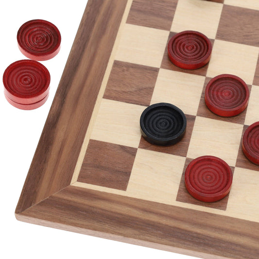 Old School Red and Black Wooden Checkers Set -12 in.
