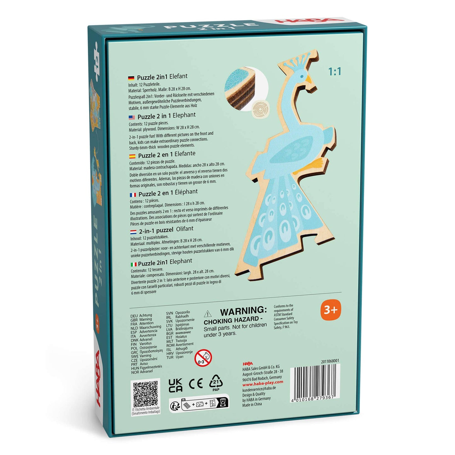 Elephant 2-in-1 Wooden Puzzle