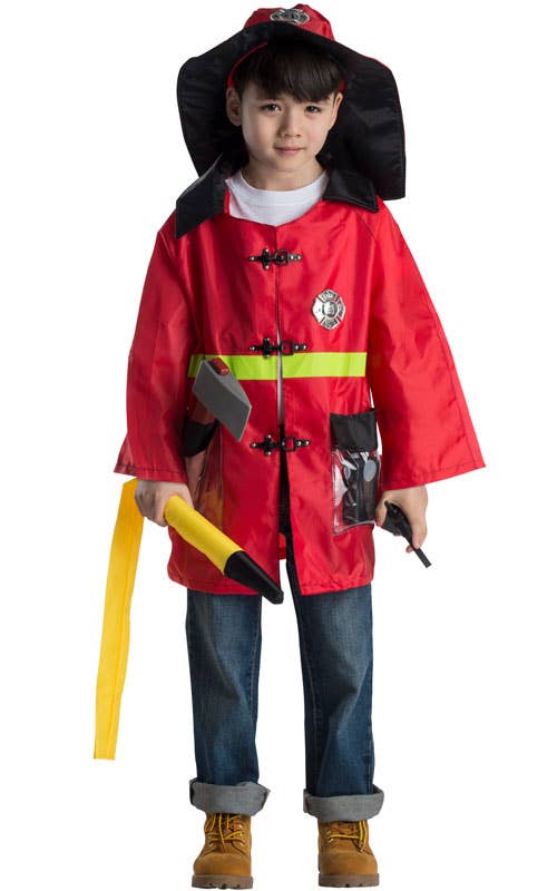 Fire Fighter Role Play Dress Up Costume Set: Ages 3-7