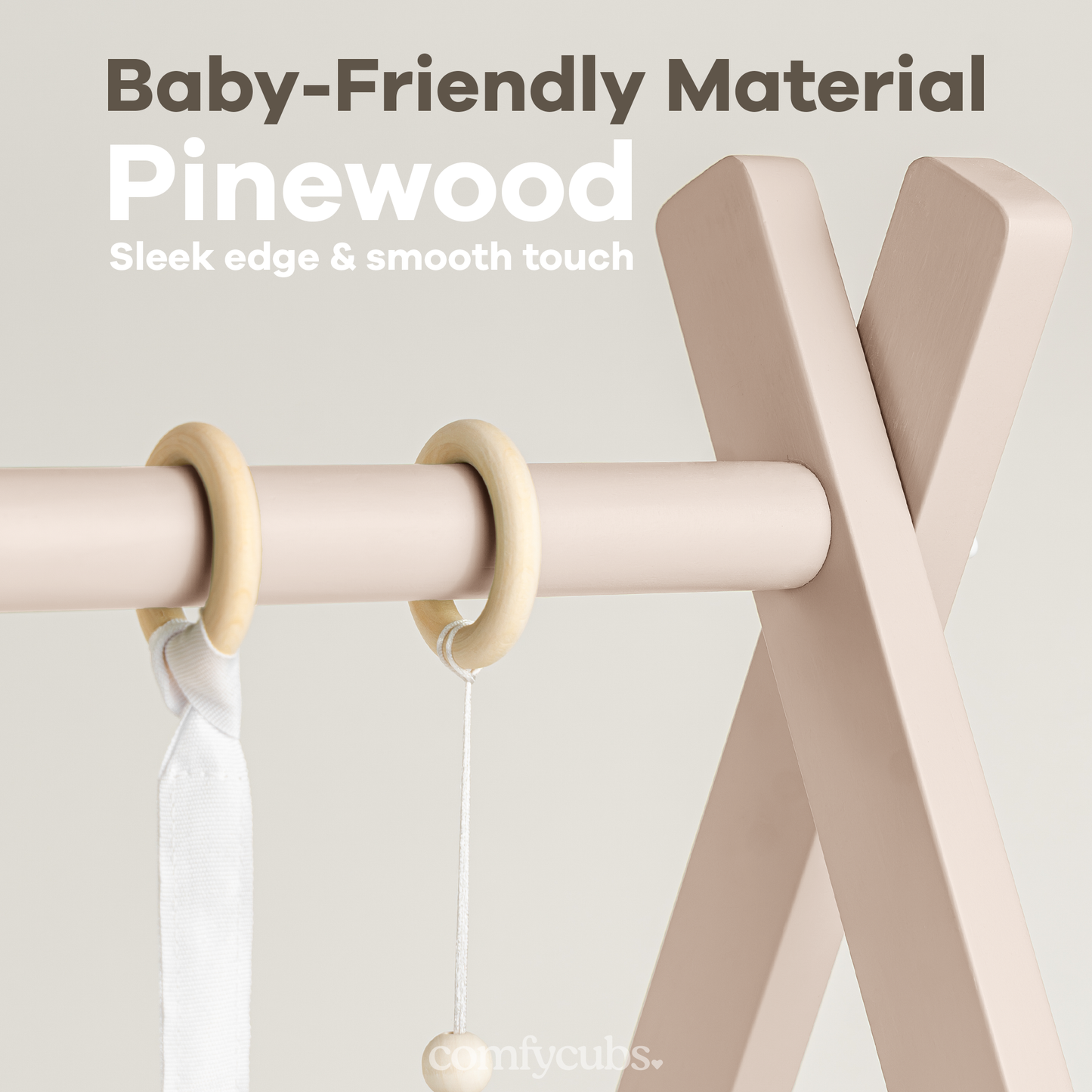 Foldable Baby Play Gym with 5 Hanging Toys by Comfy Cubs: Blush