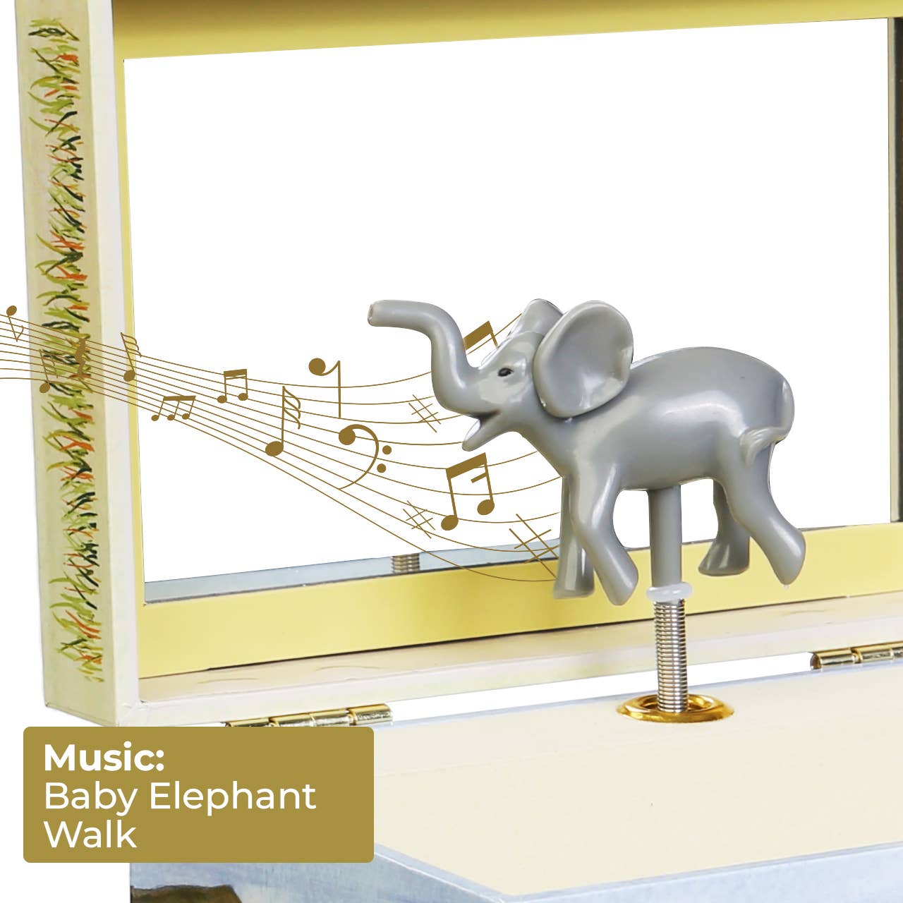 Elephant Music Box with Pull Out Drawers & Mirror