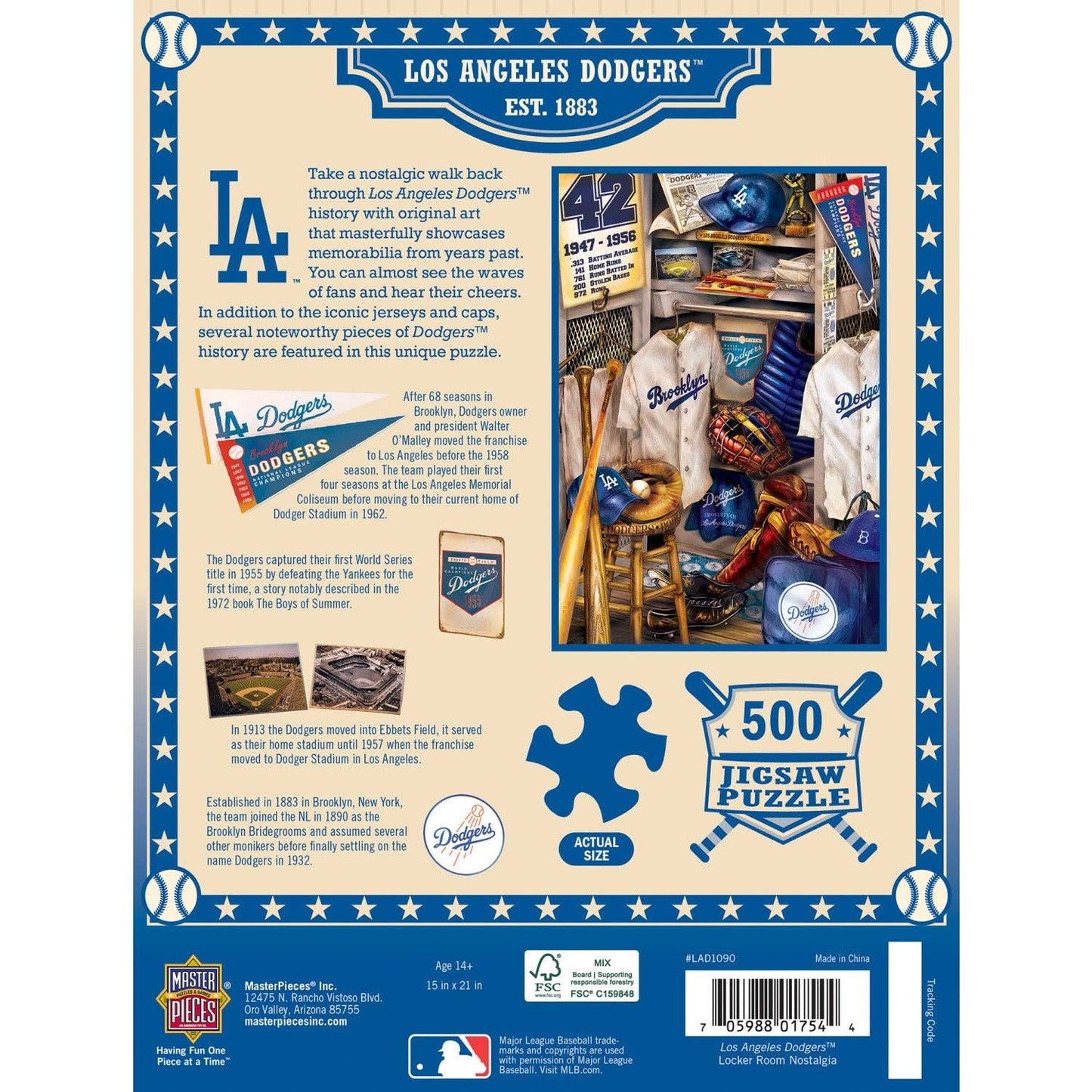 Los Angeles Dodgers - Locker Room 500 Piece Jigsaw Puzzle