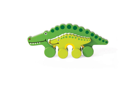 Alligator Big & Little Roly Poly Push Toys Wooden Roller