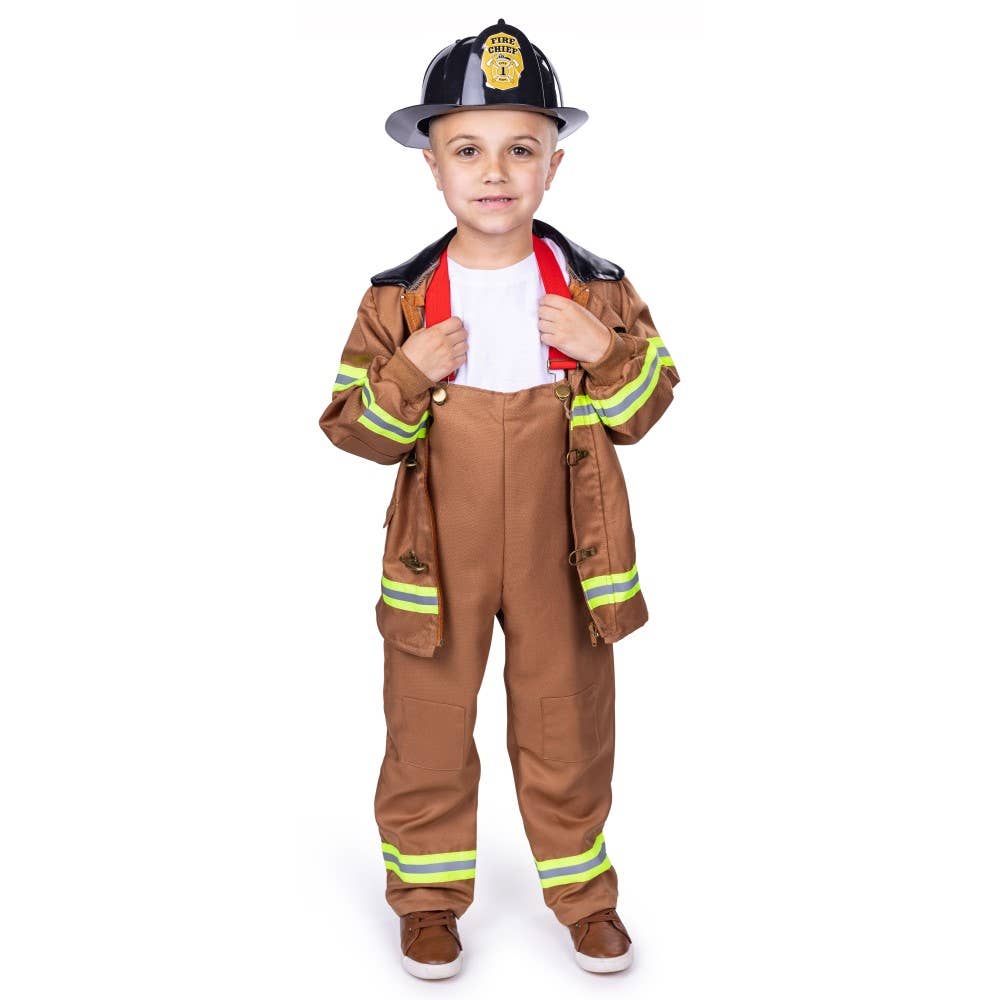 Brown Fire Fighter Costume - Kids: S (4-6)