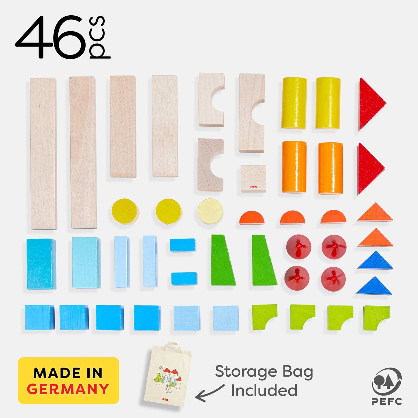Colored Building Blocks - 46 Piece Set