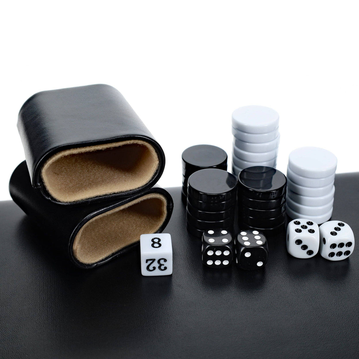 WE Games Black Leatherette Backgammon Set, 14.75 inches