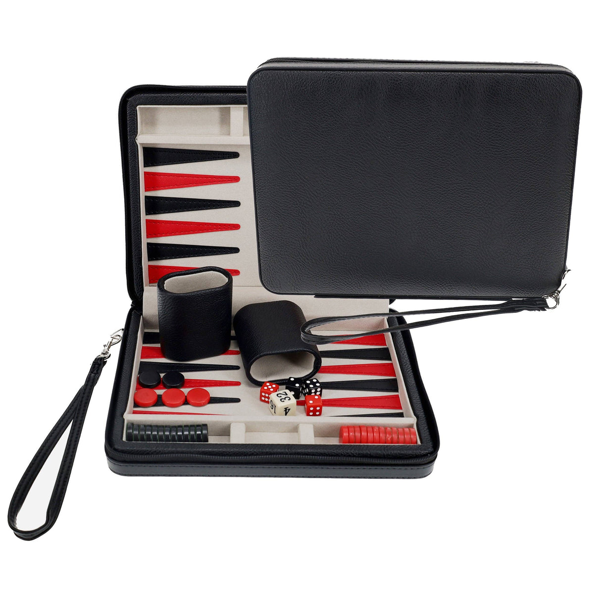 WE Games Black Travel Magnetic Leatherette Backgammon Set: Navy Blue